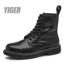 Couple Boots Large size Men Casual Lace up shoes Man Motorcycle boots Black four - £72.88 GBP