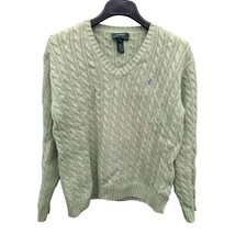 Lauren Ralph Lauren Sage Green Regular Fit Pullover V-Neck Cable Knit Sw... - $149.99