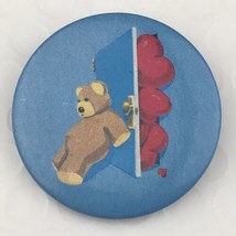 Teddy Bear With Hearts Behind Door Vintage Pin Button Pin-back - $10.01