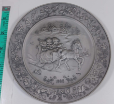 Vtg 1986 Ltd Edit Hallmark Pewter Plate - One Horse Open Sleigh - Mary Hamilton - $24.75