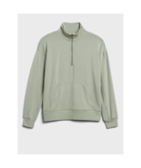 Banana Republic M Sage Baby Terry Zip Sweatshirt Fleece Pocket Sweater S... - $31.12 CAD