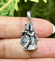 Pendentif Seigneur Radha Krishna en argent sterling 925, portant un temp... - $23.25