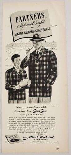 1946 Print Ad Albert Richard Sportswear Fall Clothes Dad & Son Football Game - $13.48