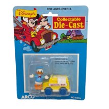 VINTAGE DISNEY ARCO DONALD DUCK SCHOOL BUS DIE-CAST COLLECTABLE NEW SEAL... - $267.52 MXN