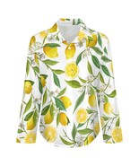 Mondxflaur Yellow Lemon Women Long Sleeve Shirt Summer Elegant Fashionable - $32.91 CAD