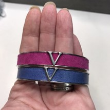 Vince Camuto Leather Bracelets V Set of 2 Pink and Blue NWT Leather/Suede - £22.41 GBP