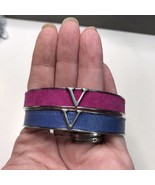 Vince Camuto Leather Bracelets V Set of 2 Pink and Blue NWT Leather/Suede - £21.90 GBP