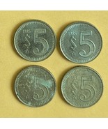 Lot of Four 1985 Mexico Cinco Peso Monogram Design standard circulation ... - $2.05 CAD