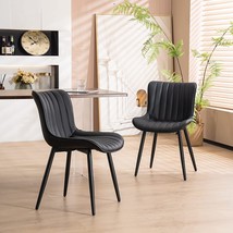 Younuoke Dining Chairs Set Of 2,Upholstered Mid Century Modern Chair, Black - £263.99 GBP
