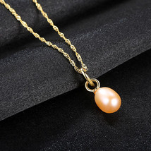 S925 Silver Necklace Pendant 18K Real Gold Plated Freshwater Pearl - £18.08 GBP