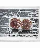 14K Yellow Gold Round Fancy Pink GRA Moissanite Screw Back Stud Earrings... - €169,48 EUR