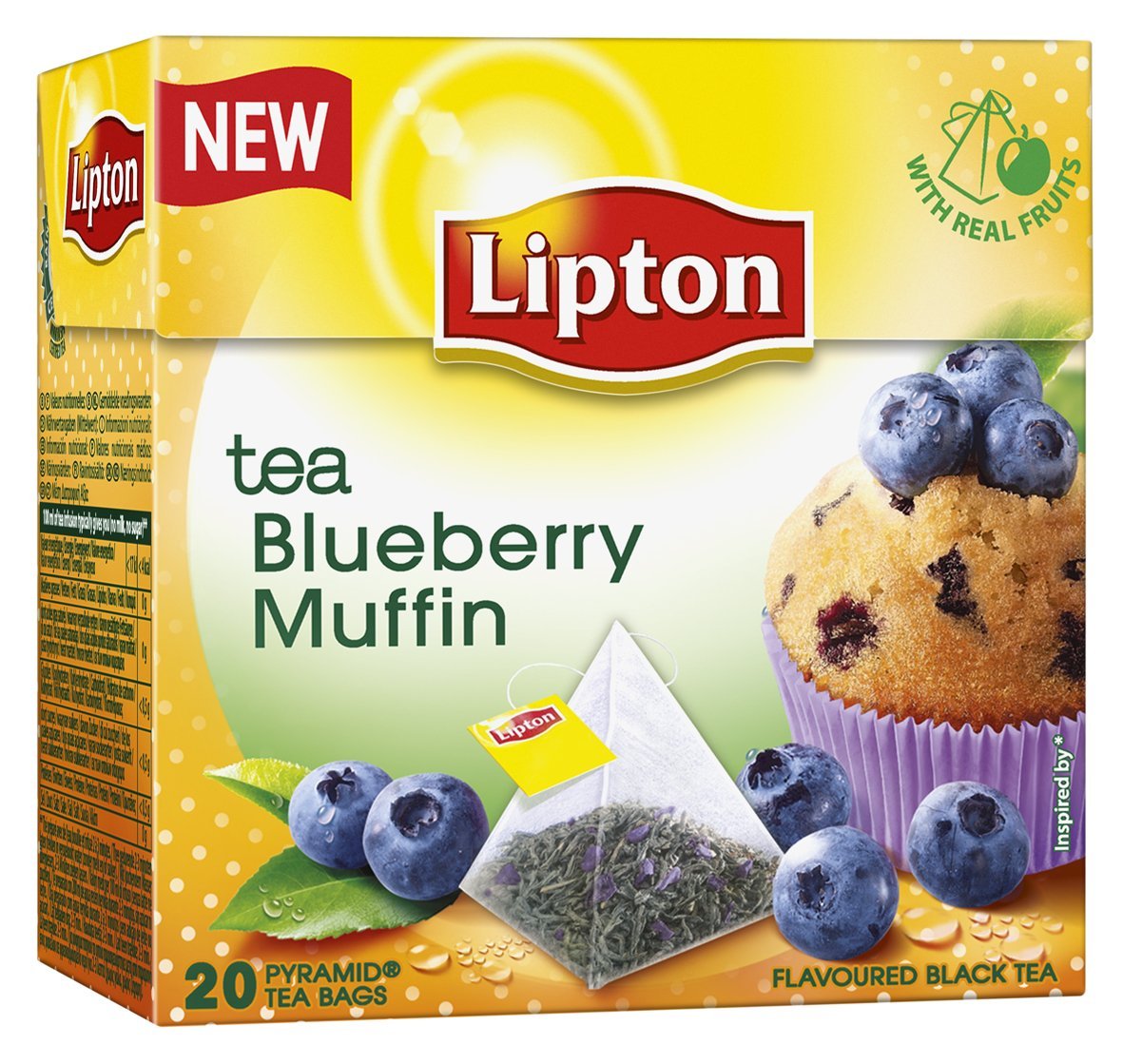 Lipton Black Tea - Blueberry Muffin - Premium Pyramid Tea Bags (20 Count Box) - £17.74 GBP