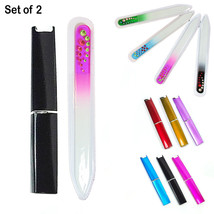 Crystal Glass Nail File With Case Manicure Art Fingernail Buffer Natural... - $14.99