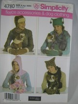 Simplicity 4780 Fleece Accessories Dog Clothing Sizes XS to Med Hat Scarf Mitten - £2.72 GBP