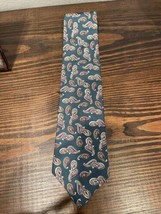 Christian Dior Green Cream Purple Paisley 100% Silk Tie USA Vintage  58&quot; x 3&quot; - £14.98 GBP