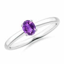 ANGARA Classic Solitaire Oval Amethyst Promise Ring for Women in 14K Solid Gold - £265.41 GBP