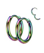 Rainbow Hoop Earrings Hypoallergenic 316L Surgical Stainless Steel 25mm/1in - $10.99
