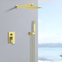 12&quot; Rainfall Shower Head and handheld shower faucet, Brushed Gold Finish - £147.72 GBP