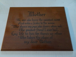 MOTHER PLAQUE VINTAGE REDWOOD YELLOWSTONE NAT&#39;L PARK SOUVENIR - $13.69 CAD