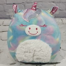 Squishmallow Anouk Rainbow Pastel Unicorn Fuzzy Belly 8&quot; Kellytoy - $14.84