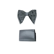 Mens Formal Bow Tie Hankie Insomnia Shiny Butterfly Shape MZE156 gray Sequins image 5