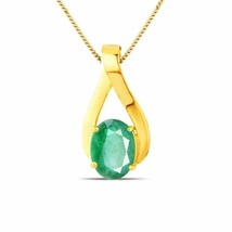 Natural Certified Green Onyx and Emerald Crystal Gold Plated Pendant for  women - £61.99 GBP