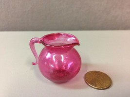 Doll House Miniature All Glass Ruby Red Pitcher - £25.02 GBP