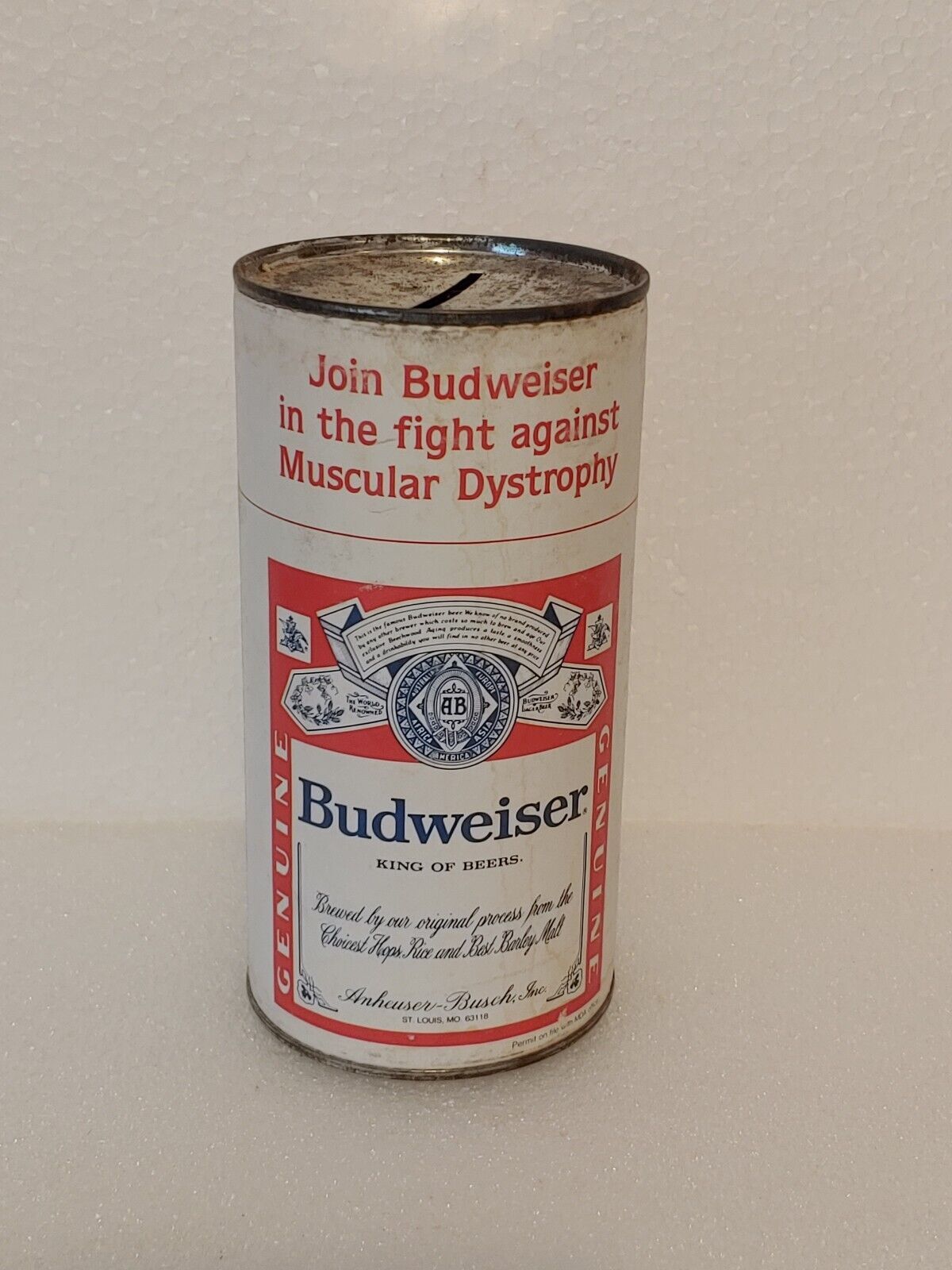 Vintage Budweiser Natural Light Muscular Dystrophy Collection Flat Top Beer Can - £6.79 GBP