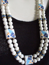 Atomic Amoeba Square Beads Round and Barrel Bead Necklace Japan 80s 90s Vintage - £33.58 GBP