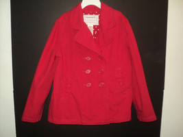Gymboree Girls Lightweight Coat, Size M, 7-8, Red Double Breasted, Bow Accents - £15.86 GBP