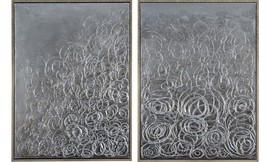 Circular Logic Hand Painted, Heavily Textured Bold Metallics Canvas Art ... - $341.27