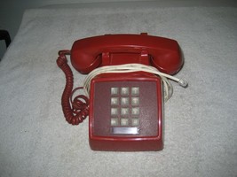 Vintage Telephone Red Push Button At&T Western Electric - £23.29 GBP