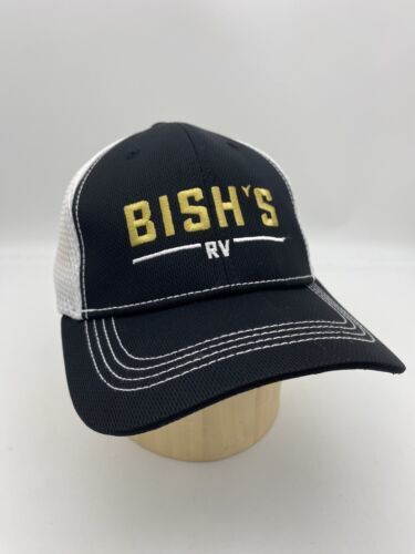 Bish’s RV Snapback Hat Cap Black One Size Stretch Trucker Mesh Black White - $7.00