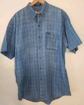 Chaps Ralph Lauren Shirt Large Blue Checkered Button Up Casual Mens Vint... - $18.66