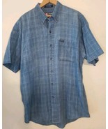 Chaps Ralph Lauren Shirt Large Blue Checkered Button Up Casual Mens Vint... - £14.95 GBP