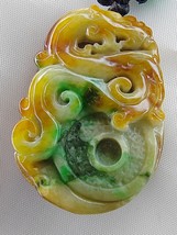 Icy Yellow &amp; Green 100% Natural Burma Jadeite Jade Dragon Pendant # 95 carat # - £2,891.64 GBP
