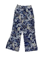 Jessica London Knit Palazzo Pants 12 Blue Paisley Wide Elastic Waist Com... - $19.35