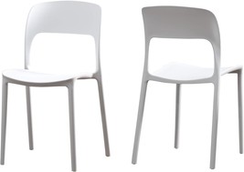 Funnel Indoor Plastic Chair (Set Of 2) By Christopher Knight Home In White. - £124.16 GBP