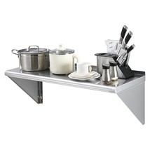 VEVOR 14&quot; x 36&quot; Stainless Steel Shelf, Wall Mounted Floating Shelving wi... - $133.24