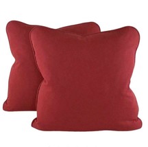 Pair Pillow Covers 18&quot; Designer P Kaufmann Waverly Ruby Red Solid Cotton - £41.73 GBP