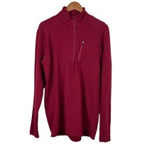 TASC Performance 1/4 Zip Pullover Men Large Maroon Organic Cotton Bamboo Lined - £23.55 GBP