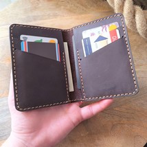 Personalized Slim Leather Wallet for Men Minimalist Billfold Thin Mens Wallet - £33.86 GBP