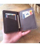Personalized Slim Leather Wallet for Men Minimalist Billfold Thin Mens W... - £35.14 GBP