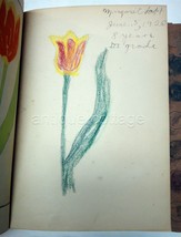 1920 Antique Paint Art Lesson Book Folk Tulip Margaret Lapp 8yr Old Lancaster Pa - £97.34 GBP