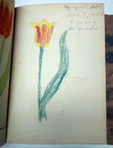 1920 Antique Paint Art Lesson Book Folk Tulip Margaret Lapp 8yr Old Lancaster Pa - £92.46 GBP