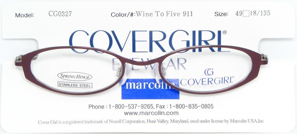 NEW COVERGIRL CG327 911 Wine To Five EYEGLASSES GLASSES CG-327 49-18-135... - $20.79 NEW COVERGIRL CG327 911 Wine To Five EYEGLASSES GLASSES CG-327 49-18-135... - $20.79