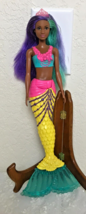 Mattel 2019 Barbie Mermaid #GJK10 N231 Brown Eyes Purple and Teal Hair - $11.39