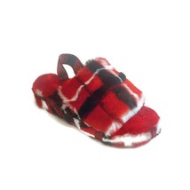 UGG Fluff Yeah Slide Backstrap Slippers Womens Size 8  Plaid Punk Red 1130879 - £55.47 GBP