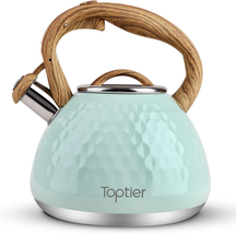 Tea Kettle Toptier Teapot Whistling Kettle With Wood Pattern 2.7 Quart NEW - £39.70 GBP