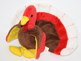 Thanksgiving Ty Beanie Babies Gobbles the Turkey 9&quot; Retired 1996 Plush Soft Toy - £7.64 GBP